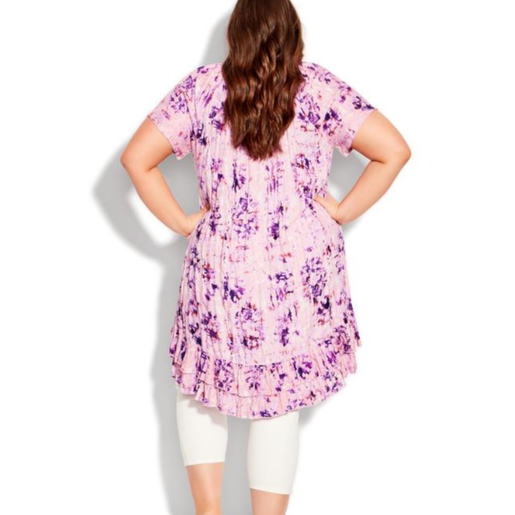 Nwt City Chic Evans Pink Tie Dye Hi Low Crinkle Crush Tunic Dress 18 — image 3 of 8